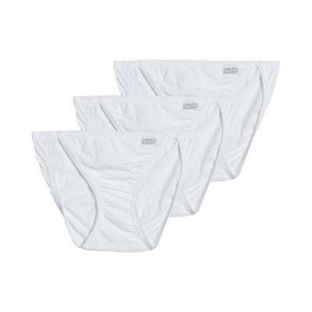 Jockey Elance Womens String Bikinis White 6M 100% Cotton Underwear 3 Pack NWT